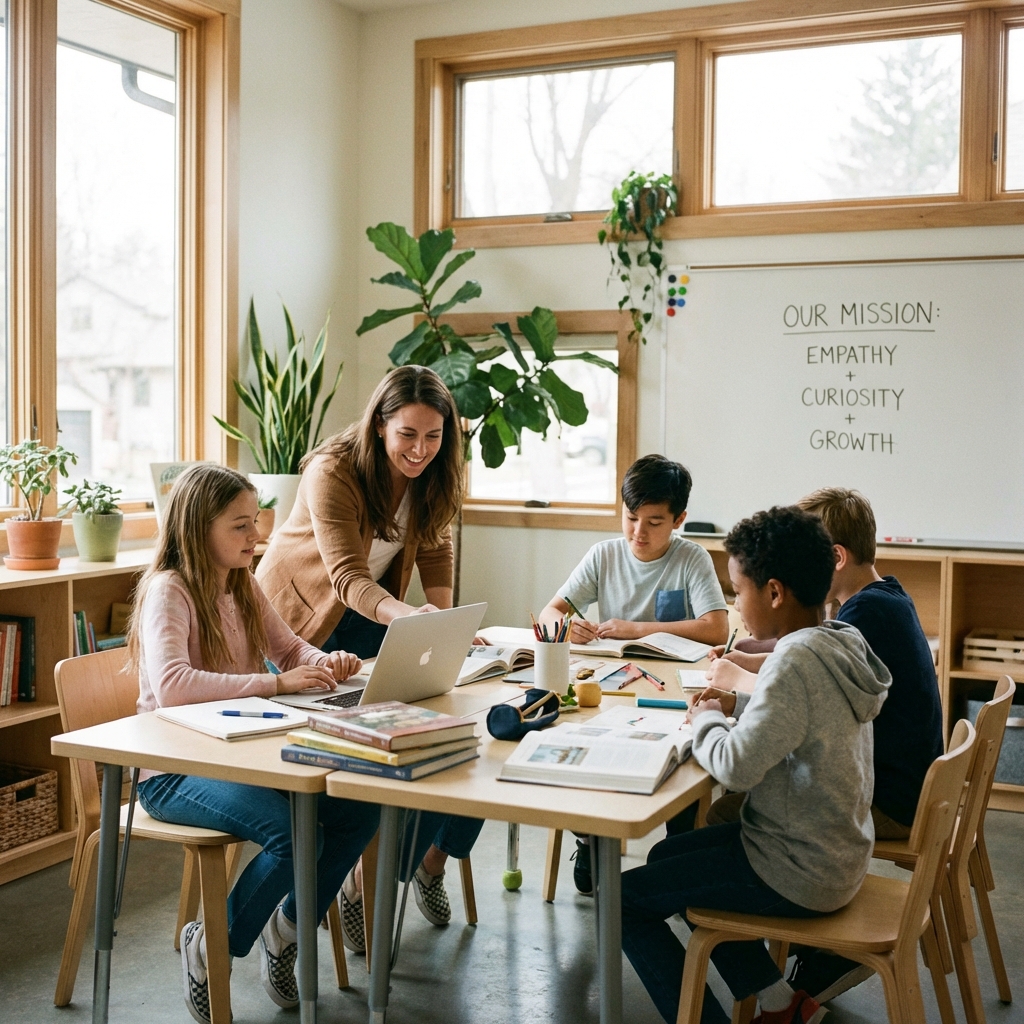 Teacher helping students